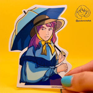 Sticker Mujer con sombrilla - Azul