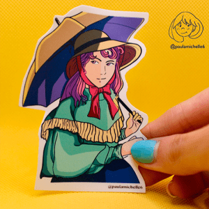 Sticker Mujer con sombrilla - verde